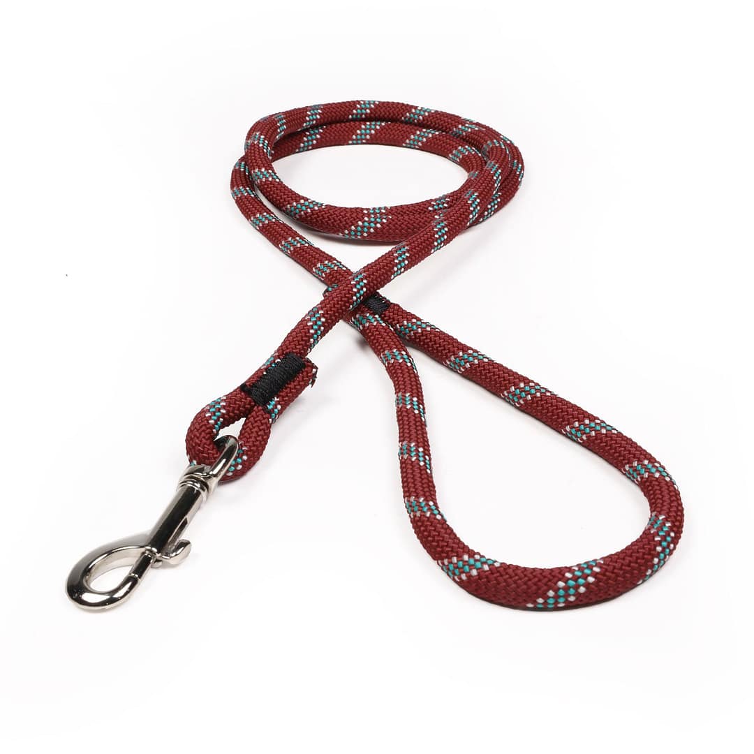 Maroon w/ Teal & White Tracer Rope Leash